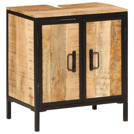 vidaXL Countertop with Sink L55xW35xH60cm Massif Wood