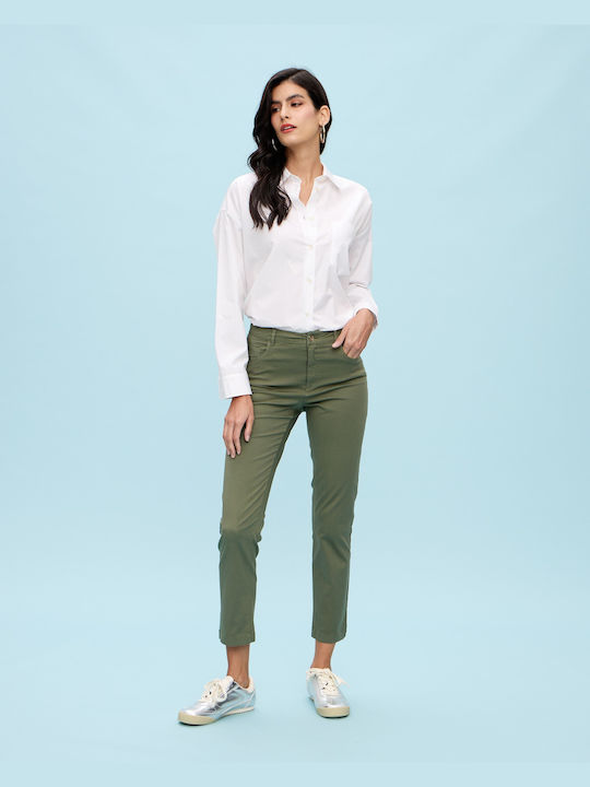 Passager Women's High-waisted Cotton Trousers khaki