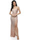 RichgirlBoudoir Maxi Evening Dress with Slit Gold