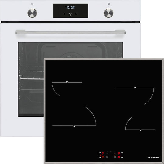 Pyramis PO78062009PWH + PHC61410IFB Φούρνος άνω Πάγκου 78lt με Κεραμικές Εστίες Π59.5εκ. Λευκός