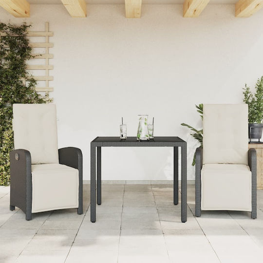 Garten- und Outdoor-Möbelsets 3 Stück Schwarz mit Kissen