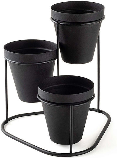 Aberto Design Саксия Металик Черен Със стойка 19x19x20εκ.