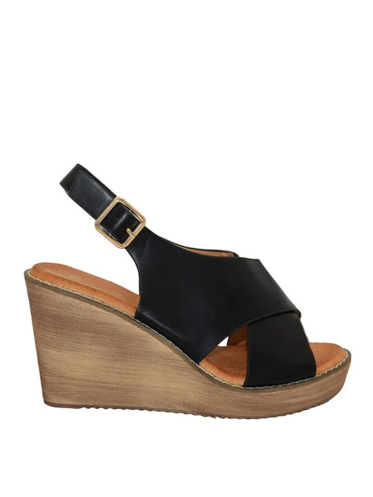 Morena Spain Women's Ankle Strap Platforms Black