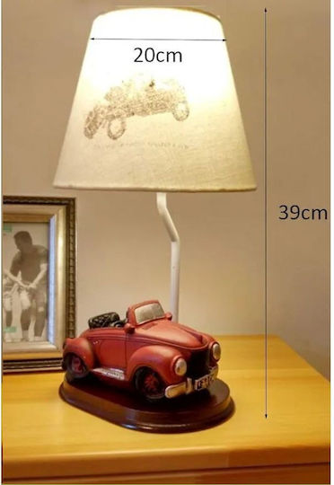 La Belle Maison Plastic Vintage Table Lamp for E14 Socket with Beige Shade and Red Base D288