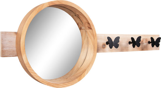 Καθρεπτης Τοιχου Στρογγυλος Fb94222 Fir Wood&mdf-black Metal 80x6,5x30,5υεκ.
