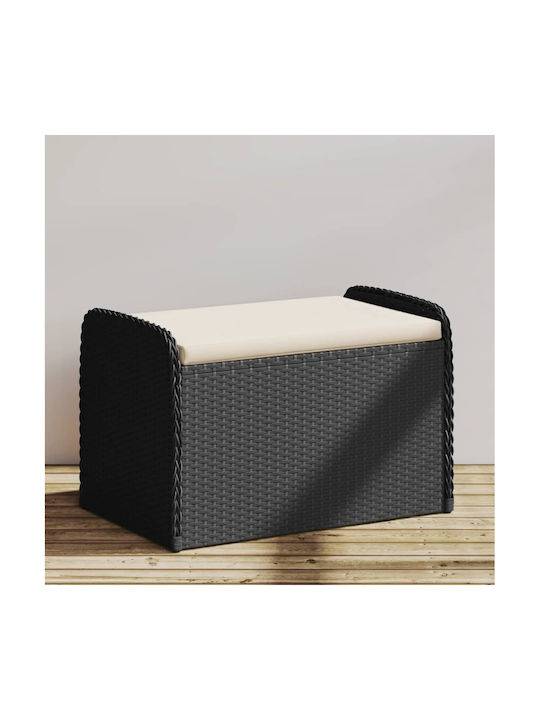 Gartenhocker Würfel Außeneinsatz Rattan mit Kissen Schwarz 80x51x52cm