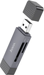 Hoco Card Reader 2in1 Usb A + Type C 2.0 Metal Gray Hoco Card Reader 2in1 Usb A + Type C 2.0 Metal Gray