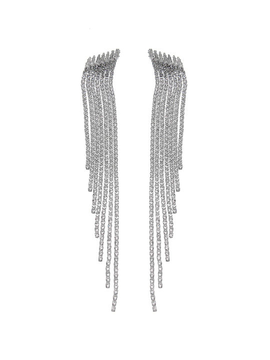 Pendant Earrings with Stones Lyod 6-14-1 - Silver