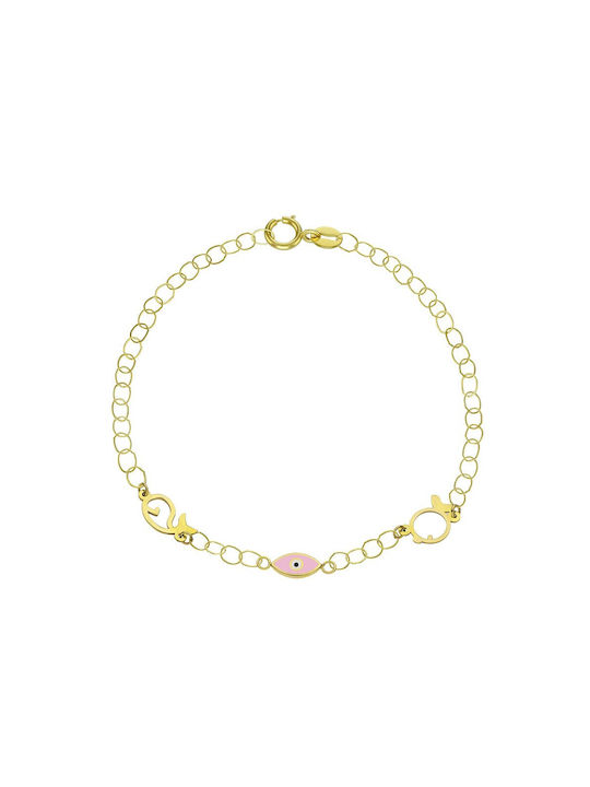 Olvios Kids Bracelet from Gold 9K with Evil Eye