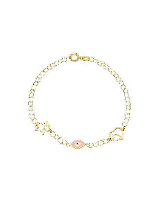 Olvios Kids Bracelet from Gold 9K with Evil Eye