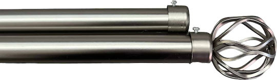 Großer Ausziehbarer Metallischer Vorhangstangen Doppel mit Stange Φ28mm 160-300cm Silber TMP-2981 Großer Ausziehbarer Metallischer Vorhangstangen Doppel mit Stange Φ28mm 160-300cm Silber TMP-2981