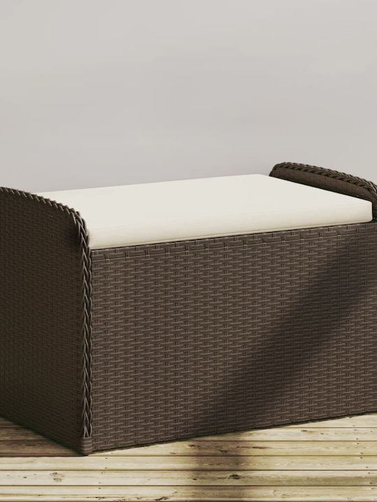 Bench Outdoor Rattan with Chest and Pillows 80x51x52cm