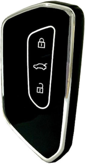 Car Key Cover Case made of with 3 Buttons for VW in Black Color