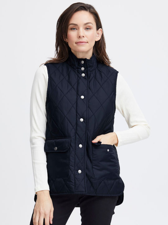 Fransa Kurz Damen Ärmellos Puffer Jacke für Winter dark blue