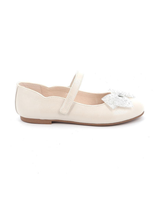 Kids Anatomic Ballerinas with Elastic Strap White