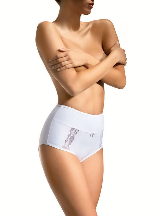 High-waisted Women's Slip with Lace White