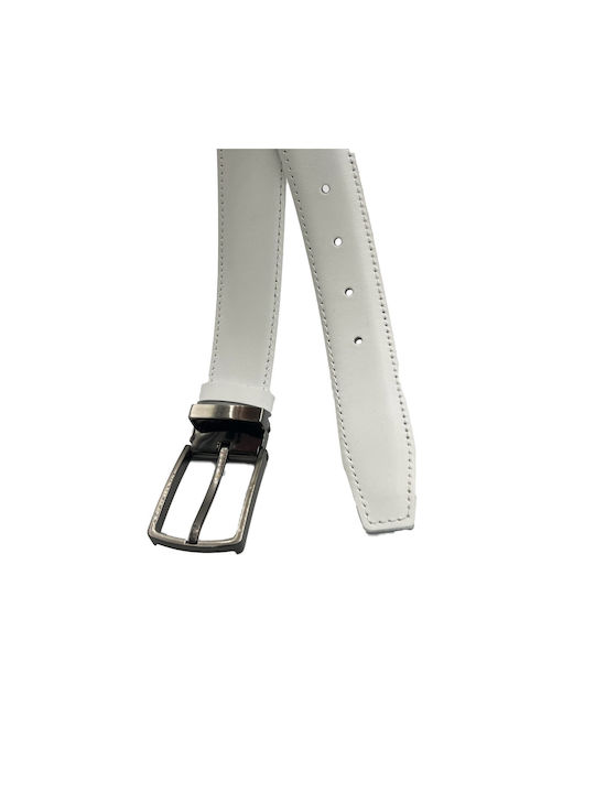 ByLeather Men's Leather Belt White