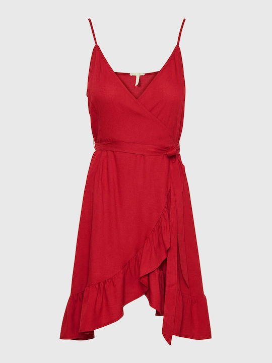 Funky Buddha Mini Dress Wrap with Ruffle Red