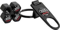 Car Tire Valve Caps with Logo Audi Black 5pcs