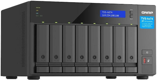 QNap NAS Turm mit 8 Steckplätzen für HDD/M.2/SSD und 2 Ethernet-Anschlüsse (TVS-h874X-i9-64G)