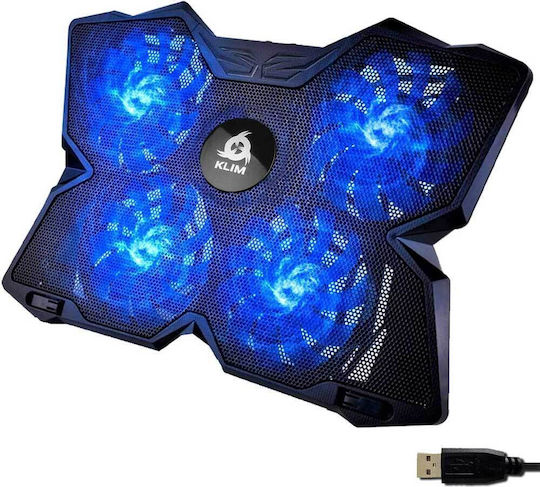 Klim Cooling Pad για Laptop έως 16" με 4 Ανεμιστήρες και Φωτισμό Μπλε (1000-41820012)