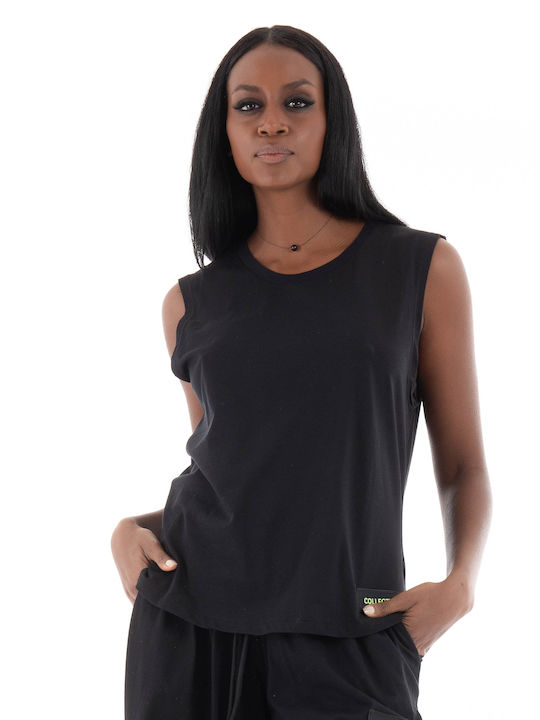 Collectiva Noir Γυναικεία Καλοκαιρινή Μπλούζα Αμάνικη Μαύρη