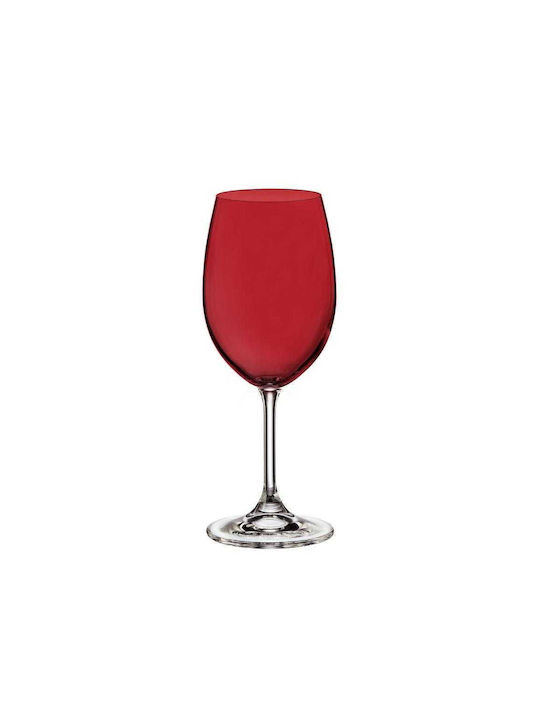 Crystal Glass Set Water made of Crystal in Red Color Stacked 450ml 6pcs