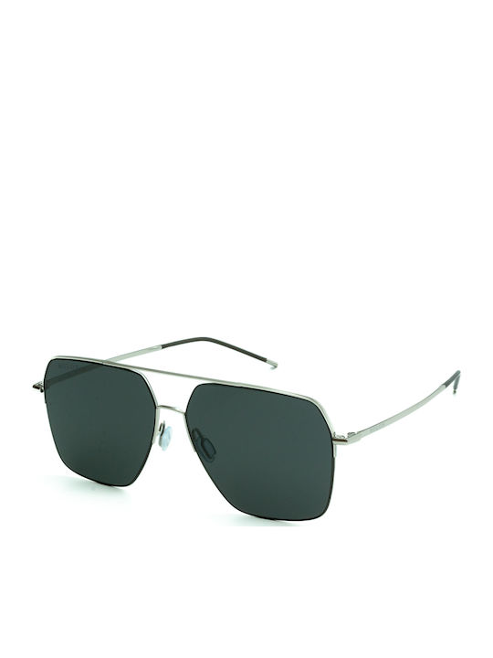 Bolon Men's Sunglasses with Silver Metal Frame and Green Polarized Mirror Lens BL8090C90