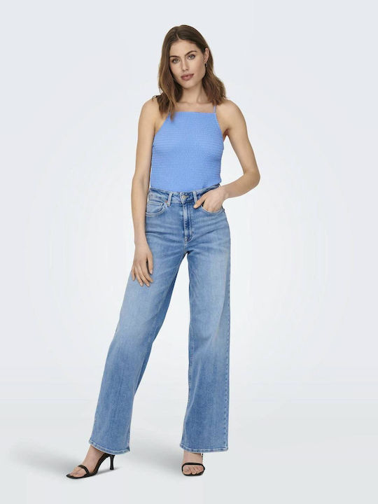 Madison Women's Jean Trousers in Wide Line Light Blue Denim