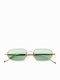 Unisex Sunglasses with Metallic Gold Frame / Light Green