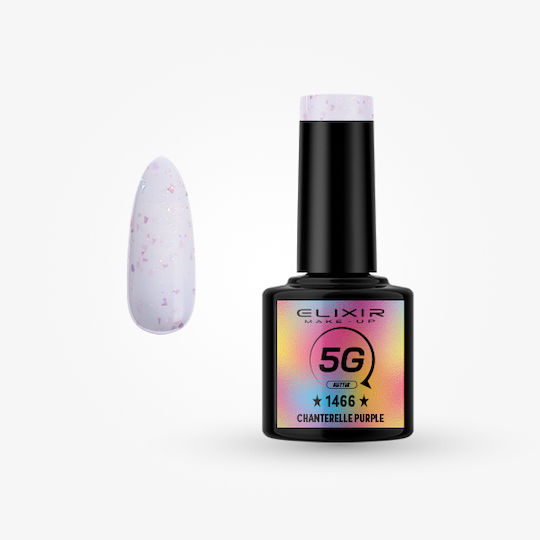 Elixir Semi Semi-Permanent Nail Polish Chantarelle Purple #1466 with Glitter 8ml 5gr 1pcs