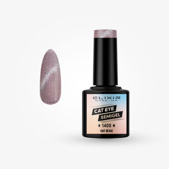 Elixir Semi Хибриден Лак за Нокти Oat Beige 1400 Котешко око 8мл 1бр