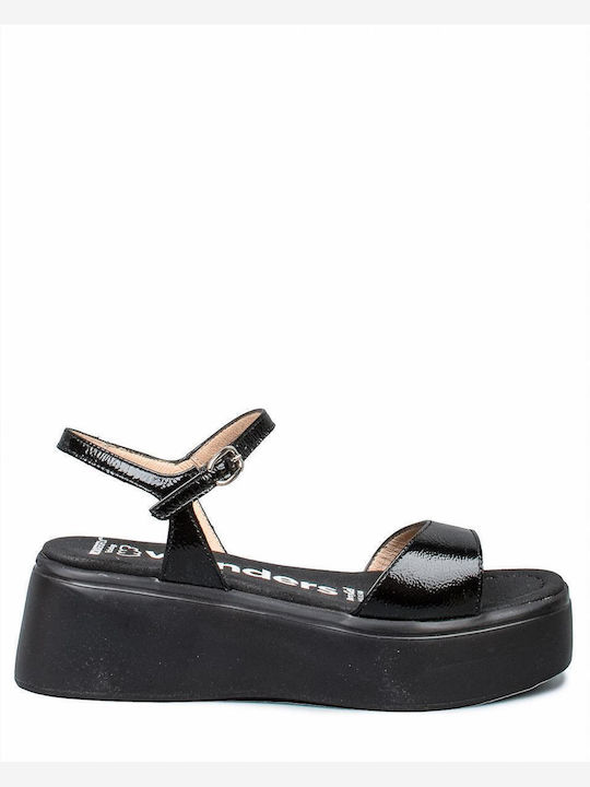 Women's Leather Platform Shoes Black