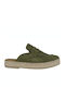 Flat Suede Mules in Green Color