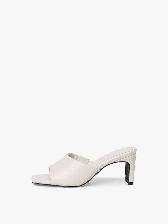 Marco Tozzi Heel Leather Mules White