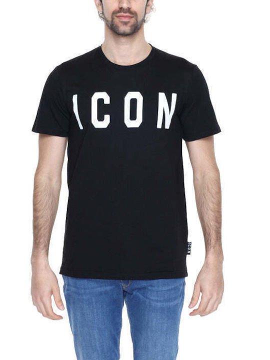 Icon T-shirt Bărbătesc cu Mânecă Scurtă Negru