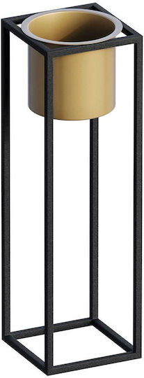 Aberto Design Саксия Металик Черен Със стойка 15x15x50εκ.