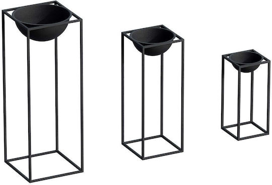 Aberto Design Каспо Металик Черно Със Стойка 28x28x80см 3бр