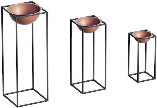 Aberto Design Каспо Металик Черно Със Стойка 28x28x80см 3бр