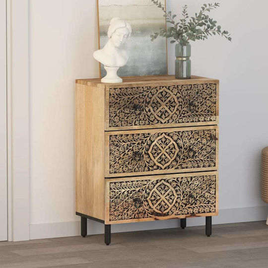 Cabinet Storage Made of Metal & Wood with 3 Drawers L60xW33xH75cm