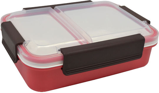 Ankor Ankor Plastic Lunch Box Red with Compartments 1L