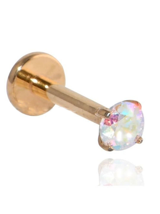 Asimi Body Piercing Σκουλαρίκι Στόματος από Επιχρυσωμένο Ατσάλι 8 x 1.2mm Ροζ Χρυσό