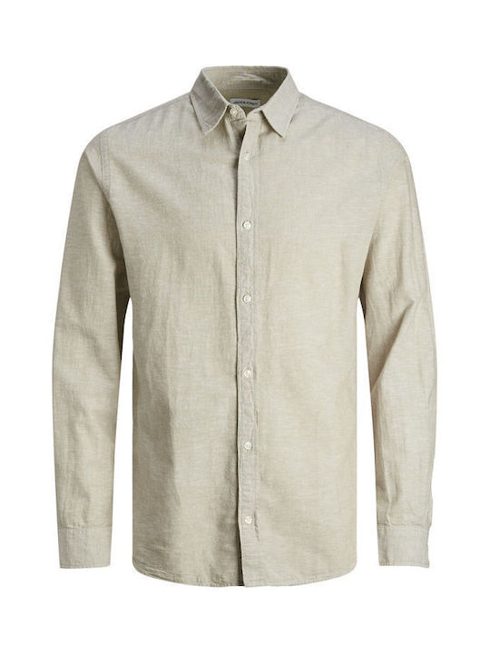 Jack & Jones Men's Shirt Long-sleeved Cotton Beige