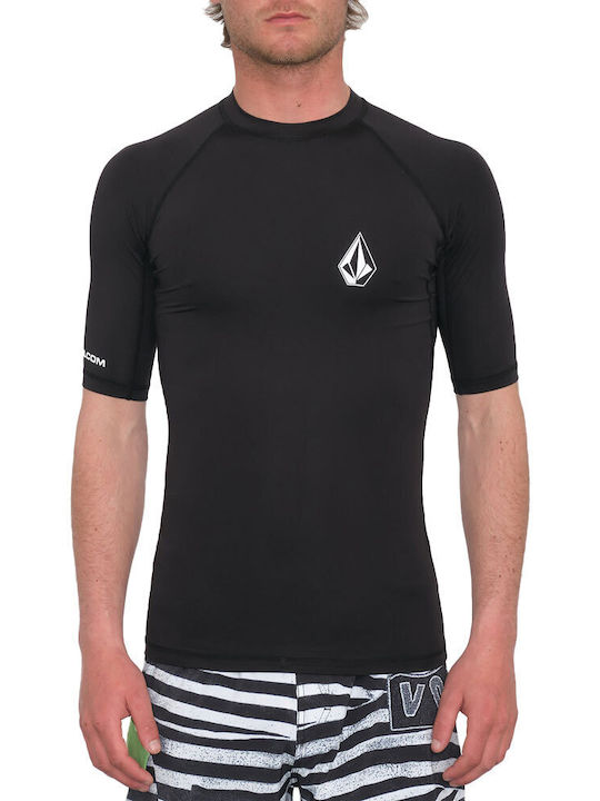 Volcom Lido Rashguard UPF 50 Tricou De Protecție Solară Pentru Bărbați Mâneci Scurte Negru