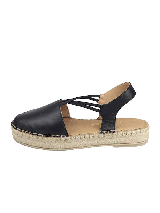 Ragazza Lederne Damen Espadrilles in Schwarz Farbe