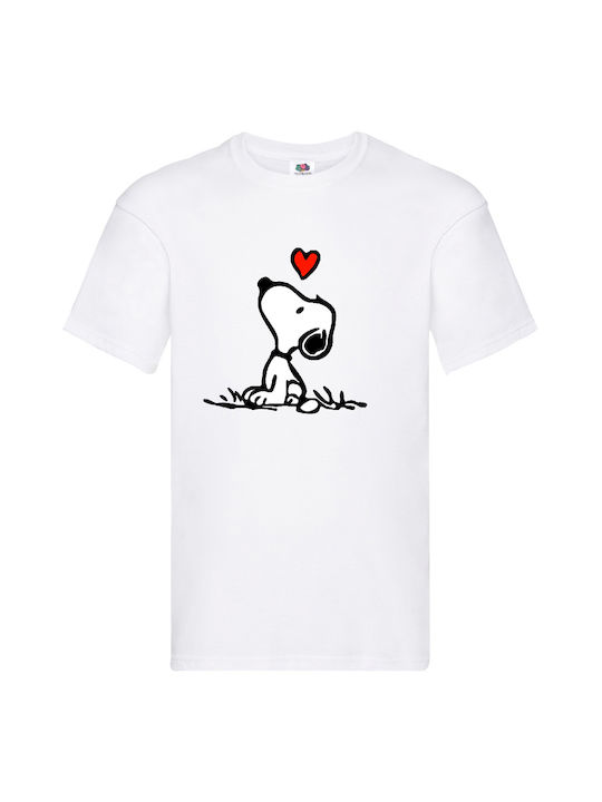 Fruit of the Loom Snoopy Love Original T-shirt Weiß Baumwolle