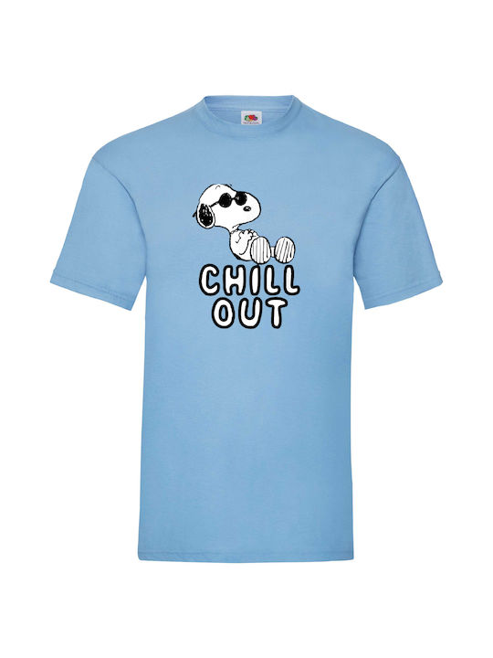 Fruit of the Loom Snoopy Chill Out Original T-shirt Blue Cotton