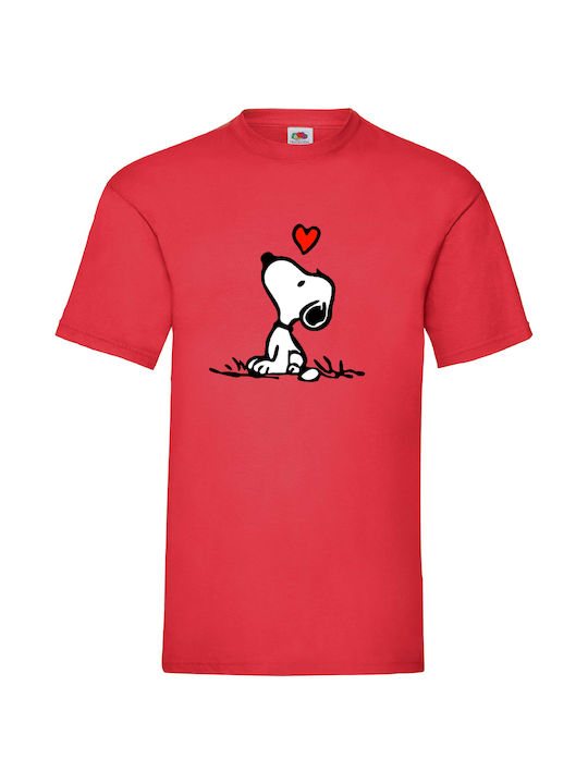 Fruit of the Loom Snoopy Love Original T-shirt Κόκκινο Βαμβακερό