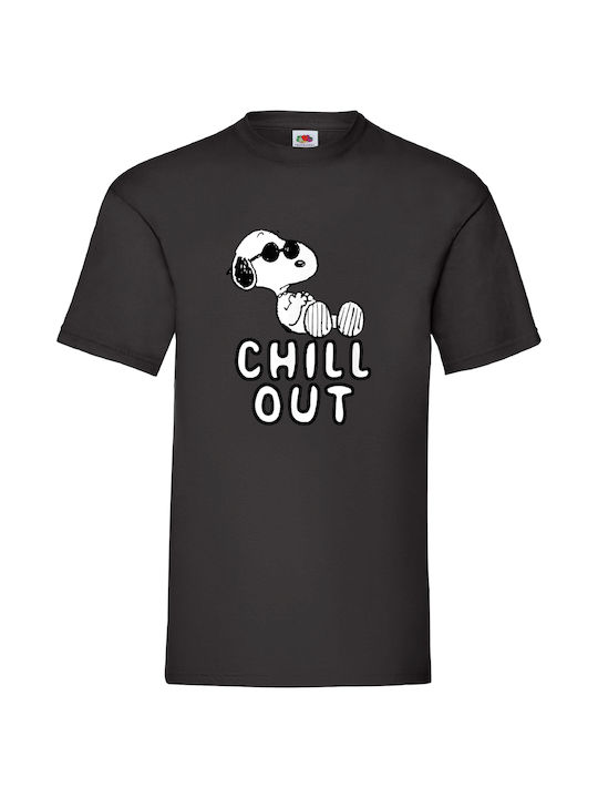 Fruit of the Loom Snoopy Chill Out Original T-shirt Black Cotton