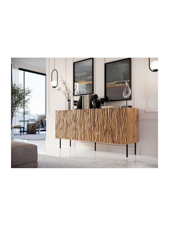 Sideboard made of Wood & Metal with Drawers Black